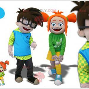 2 mascottes een jongen en een meisje. 2 kinderen 2