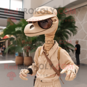 Beige Coelophysis maskot...