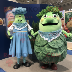 Blue Corned Beef And Cabbage mascot costume character dressed with a Culottes and Necklaces