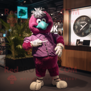 Magenta Kiwi maskot kostume...