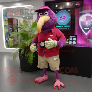 Magenta Kiwi maskot drakt...