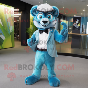 Cyan Lemur maskot drakt...