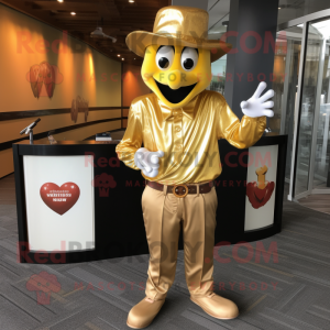 Gold Heart maskot drakt...