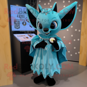 Cyan Bat maskot drakt figur...