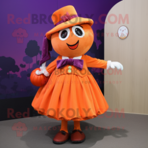 nan Pumpkin mascot costume character dressed with a Circle Skirt and Pocket squares