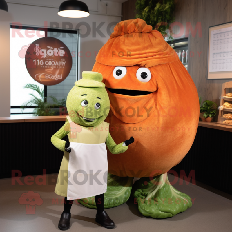 Orange Corned Beef And Cabbage mascot costume character dressed with a Turtleneck and Ties