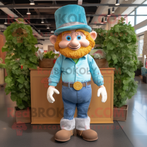 Himmelblå Leprechaun maskot...