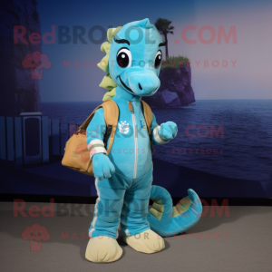 Cyan Seahorse mascotte...