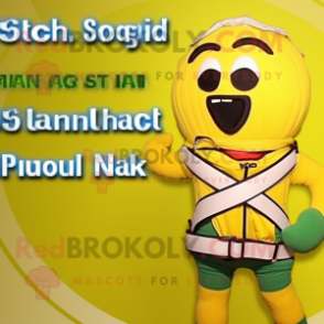 Yellow Spinach mascot costume character dressed with a Bikini and Belts