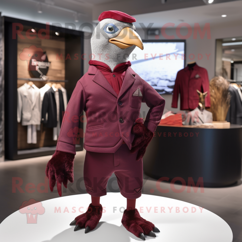 Maroon Pheasant mascot costume character dressed with a Joggers and Pocket squares