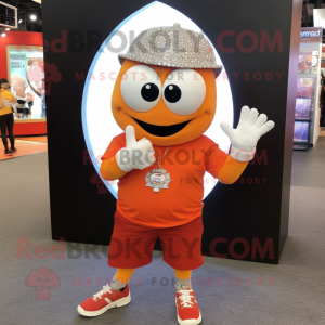 Orange Engagement Ring mascot costume character dressed with a T-Shirt and Bracelet watches