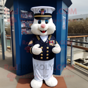 Navy Candy Box mascot costume character dressed with a Cover-up and Cummerbunds