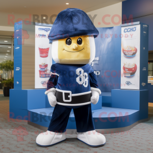 Navy Candy Box mascot costume character dressed with a Cover-up and Cummerbunds