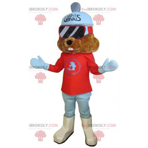 Peluche Marmotte 20 cm ski (2 couleurs disponibles)