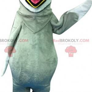 Grå og hvid pingvin maskot. Kæmpe pingvin - Redbrokoly.com