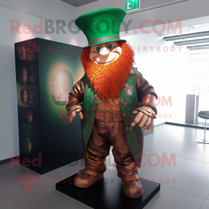 Rust Leprechaun mascot costume character dressed with a Trousers and Rings