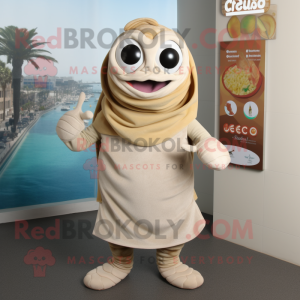 Beige Ceviche maskot drakt...