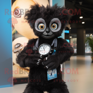 Svart Lemur maskot kostym...