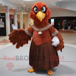 Rust Eagle mascot costume character dressed with a Ball Gown and Handbags