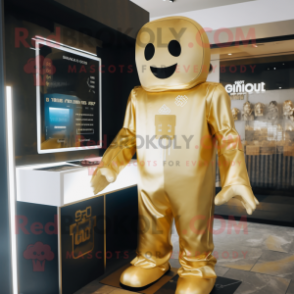 Gold Ghost mascot costume character dressed with a Playsuit and Cufflinks