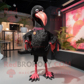 Black Flamingo mascot costume character dressed with a Playsuit and Belts