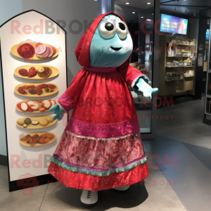 nan Shakshuka mascot costume character dressed with a Midi Dress and Coin purses