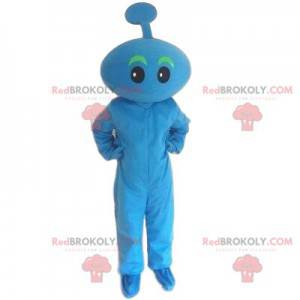Blauwe mascotte. Blauwe sneeuwman, blauw karakter. Blauw