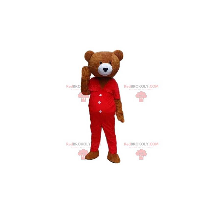Mascotte teddybeer kostuum. Bruine beer kostuum in jumpsuit -