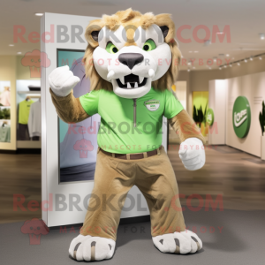 Grüner Smilodon Maskottchen...
