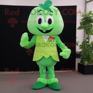 Lime Green Bunch Of Shamrocks mascot costume character dressed with a Waistcoat and Watches