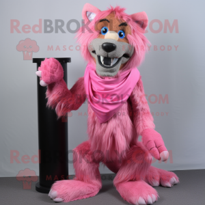 Roze weerwolf mascotte...