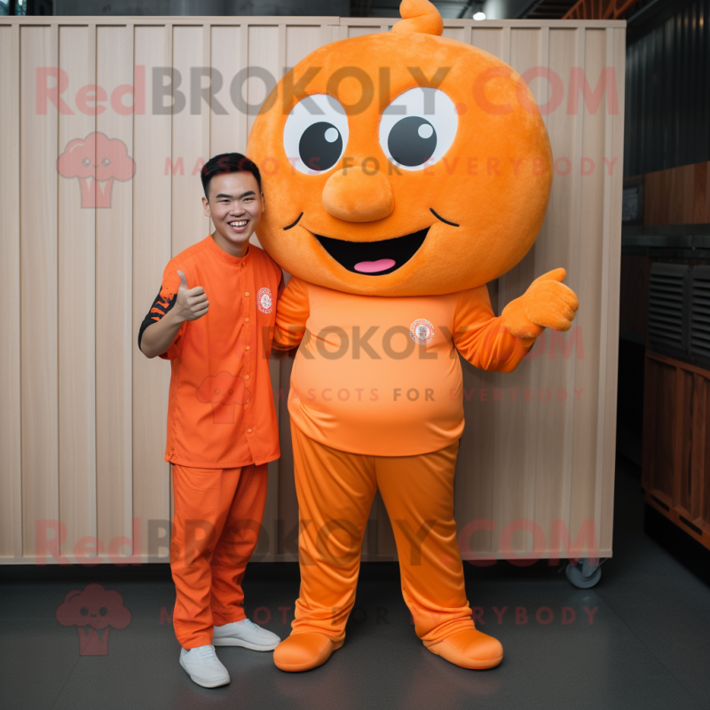 Orange Pad Thai mascot costume character dressed with a Romper and Cufflinks