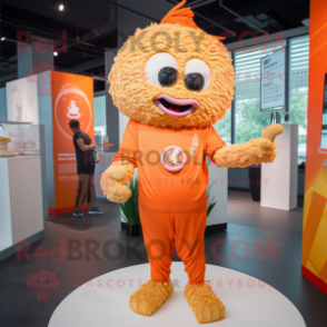 Orange Pad Thai mascot costume character dressed with a Romper and Cufflinks