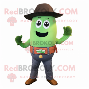 Peach Cucumber mascot costume character dressed with a Jeans and Belts