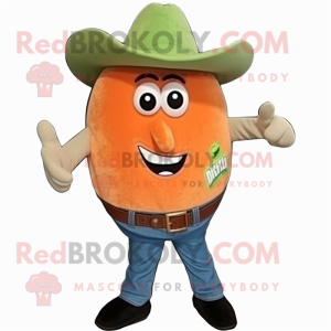 Peach Cucumber mascot costume character dressed with a Jeans and Belts