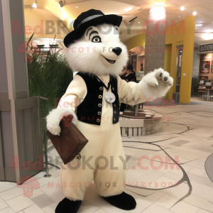 Cream Skunk maskot kostume...