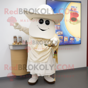 Cream Fajitas mascot costume character dressed with a Culottes and Keychains