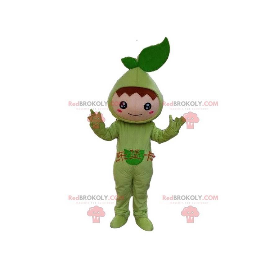 Groene blad vermomming mascotte. Groen blad kostuum -