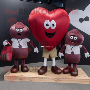 Personaje de disfraz de mascota de globos en forma de corazón