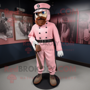 Pink Civil War Soldier mascot costume character dressed with a Baseball Tee and Shawl pins