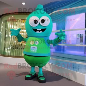 Cyan grön öl maskot kostym...