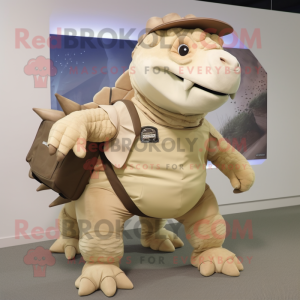 Beige Ankylosaurus mascotte...