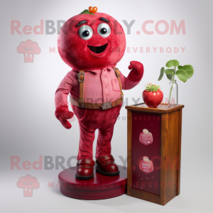 Rust Raspberry mascot costume character dressed with a Flare Jeans and Cufflinks