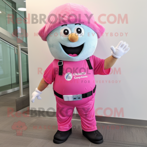 Pink Cupcake mascot costume character dressed with a Cargo Pants and Beanies