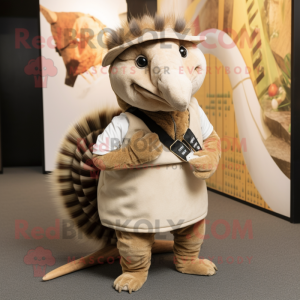 Beige Armadillo maskot...