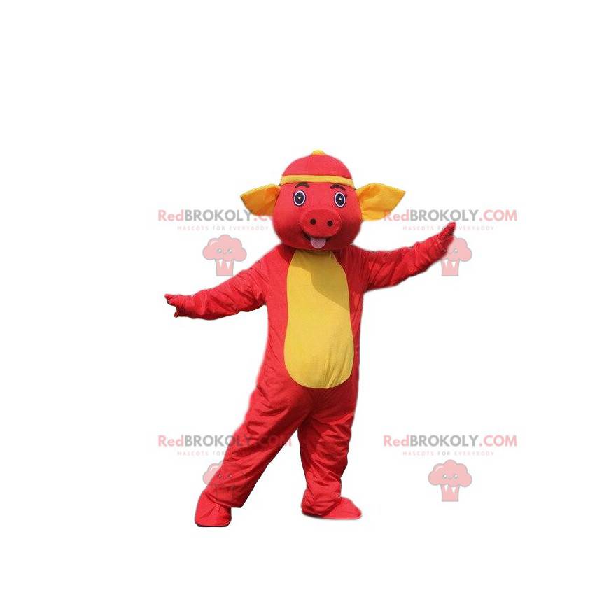 Mascotte De Cochon Rouge Costume Cochon Taille L 175 180 Cm