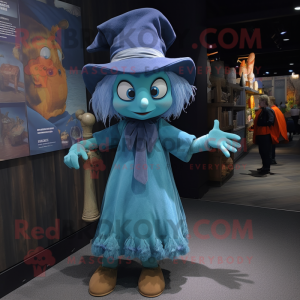 Cyan Witch maskot drakt...