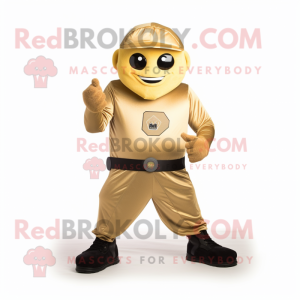 Gold Commando mascot costume character dressed with a Tank Top and Cufflinks