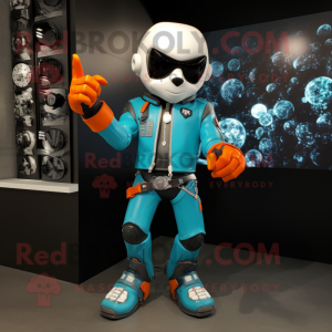 Cyan Orange maskot kostym...