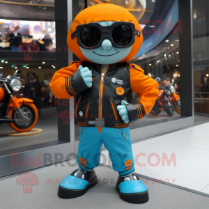 Cyan orange maskot kostume...